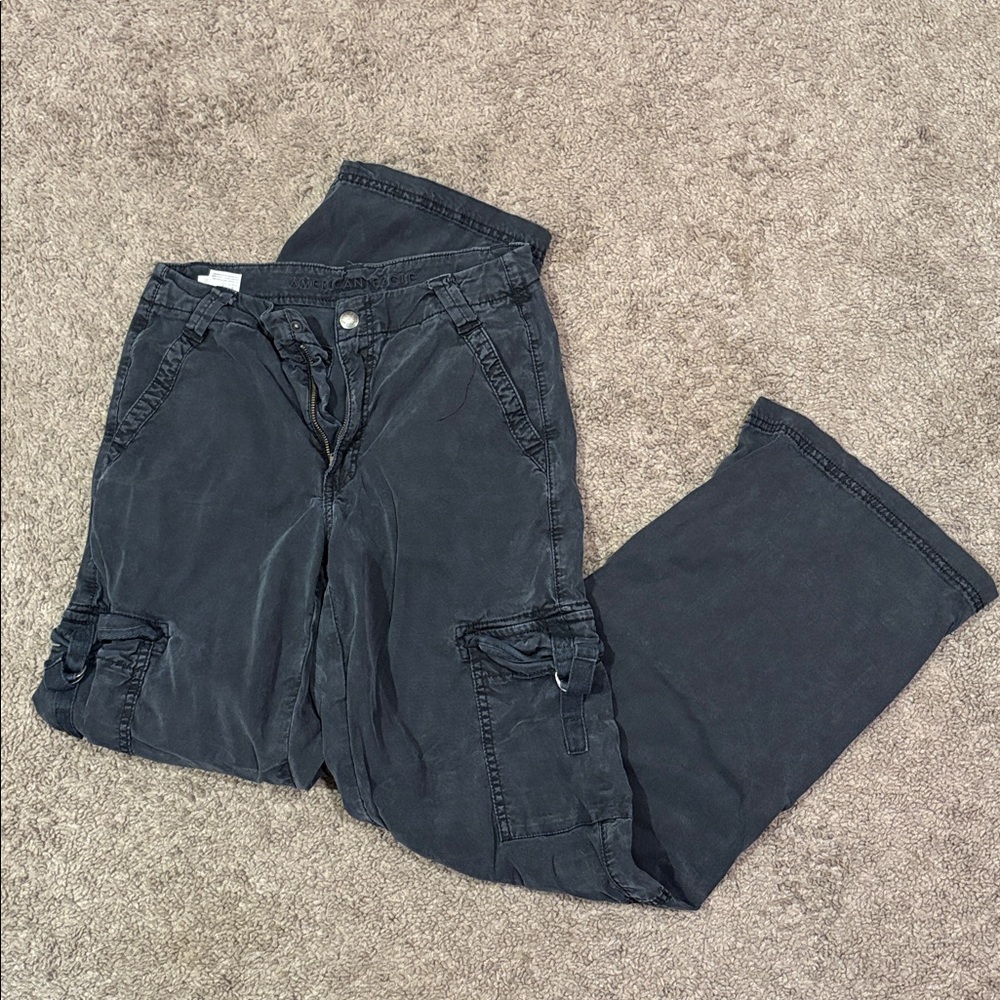 American Eagle Outfitters Black Super High Rise Baggy Cargos